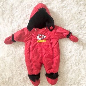 KC Chiefs reversible snow suit, size 0-9 months